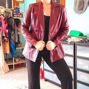 Maroon Vintage Etienne Aigner Leather Jacket